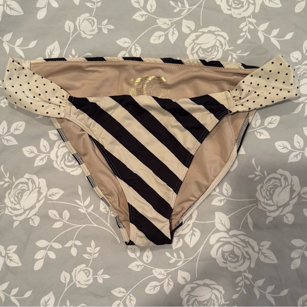 Striped Bikini Bottom with Polka Dots Swim Bottom